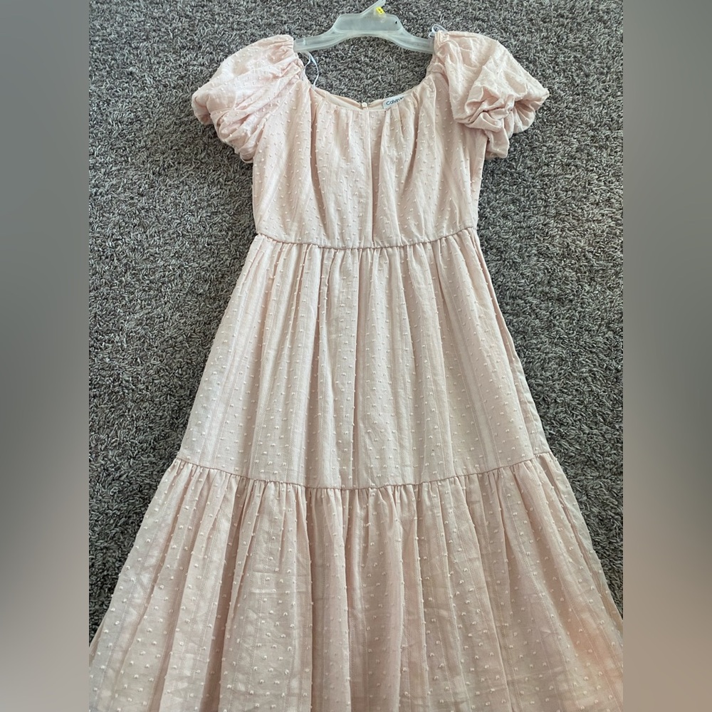 Calvin Klein Pink Ruffled Tiered Sundress for Wedding Guest